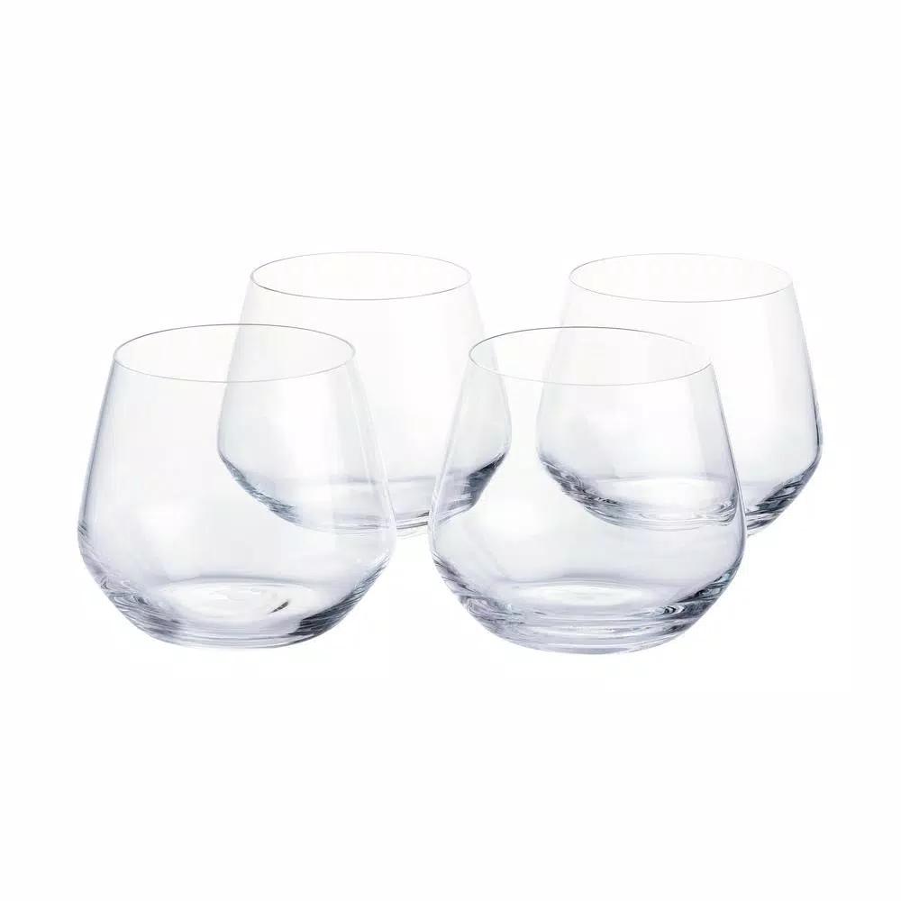 Home Decorators Collection Genoa 18.5 oz. Lead-Free Crystal Stemless Wine Glasses, Set of 4