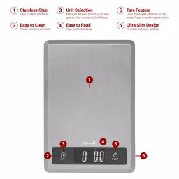 Escali Tabla Ultra Thin Digital Food Scale, Stainless Steel, 11 lb Capacity thumbnail 6