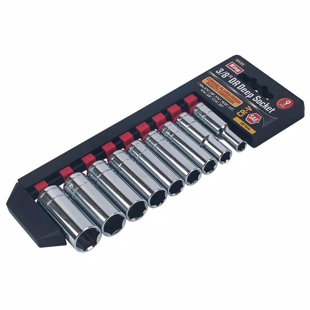 KING 9-Piece 3/8 in. Drive Standard Deep Socket Set