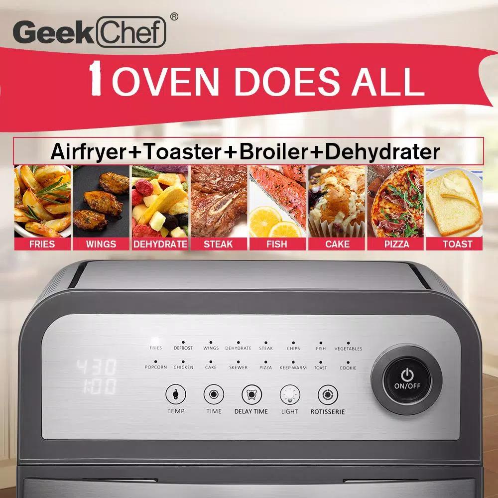 Boyel Living Geek Chef 13 Qt. Stainless Steel Air Fryer Oven with Rotisserie, Dehydrator & 8-Piece Accessory Kit