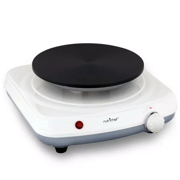 NutriChef White Electric Countertop Hot Plate Buffet Burner with Adjustable Temperature Control