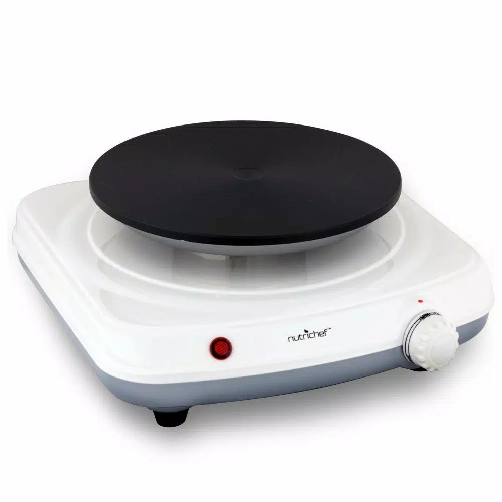 NutriChef White Electric Countertop Hot Plate Buffet Burner with Adjustable Temperature Control
