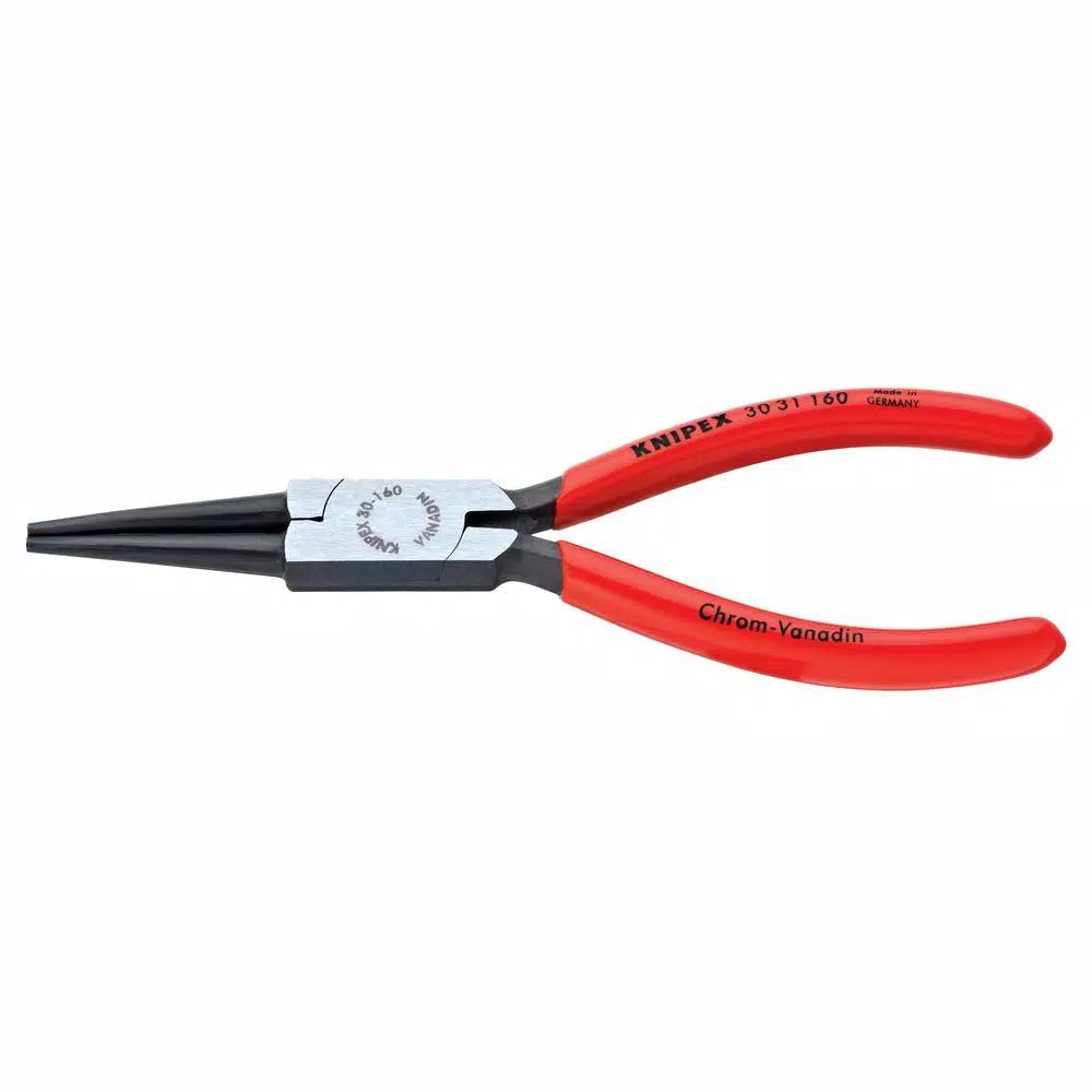 KNIPEX 6-1/4 in. Long Nose Pliers with Round Tips, Chrome Vanadium Steel