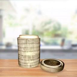 Kauri Design Ceramic Vintage Cookie Jar with Mango Wood Lid, Tan and Brown Boho Design thumbnail 4
