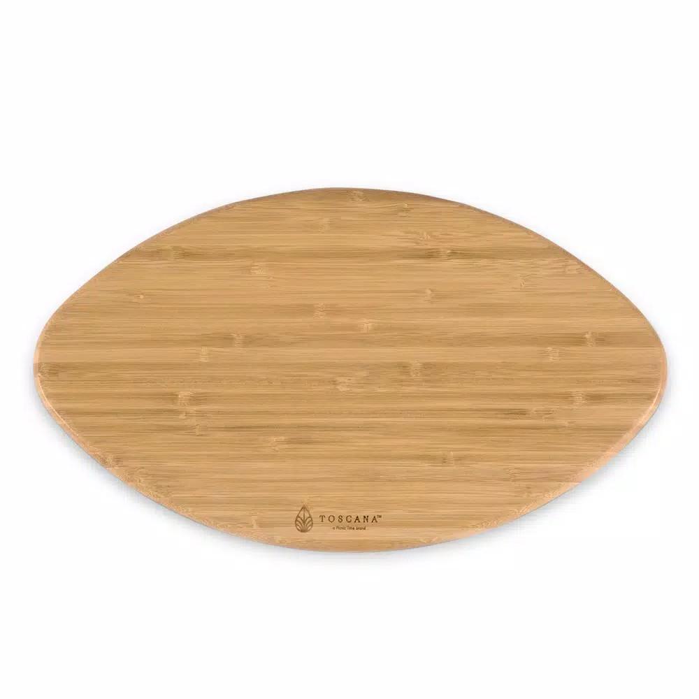 Picnic Time Touchdown 16 in. Oval Bamboo Football Cutting Board and Charcuterie Serving Tray