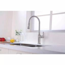 Vanity Art Brushed Nickel Single-Handle Pull-Down Kitchen Faucet with Sprayer Wand thumbnail 5