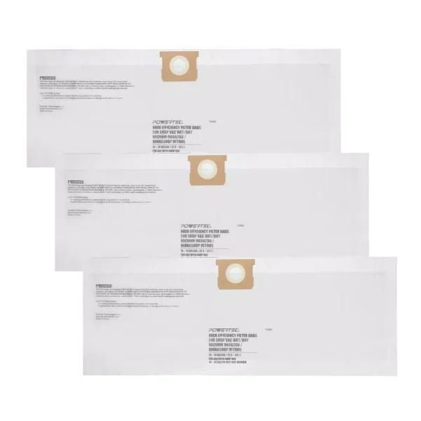 POWERTEC High Efficiency Replacement Filter Bags for Shop-Vac 10-14 Gal. (9066200, VF2005) - 3 Pack