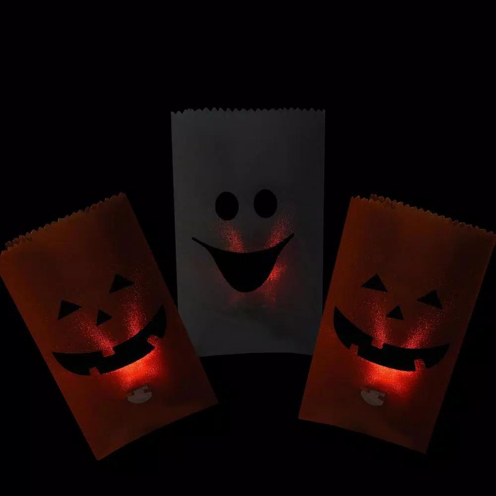 Northlight Halloween Pumpkin and Ghost Flickering Light Luminary Pathway Markers, Set of 3