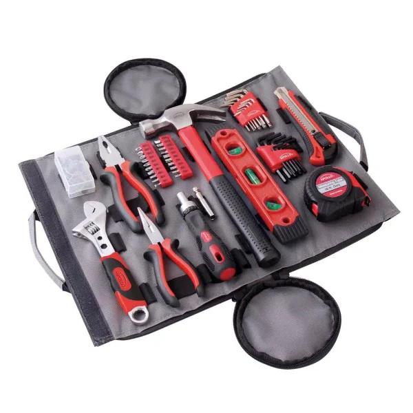 Apollo Tools 91-Piece Household Tool Kit with Roll-Up Zippered Carrying Bag