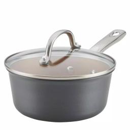 Ayesha Curry Home Collection 2 Qt. Hard Anodized Nonstick Aluminum Saucepan with Glass Lid, Basil Green thumbnail 1