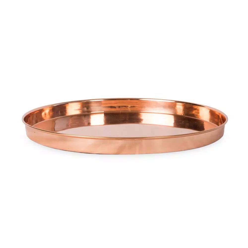 Achla Designs 12.5 in. Round Copper Plated Stainless Steel Decorative Serving Tray