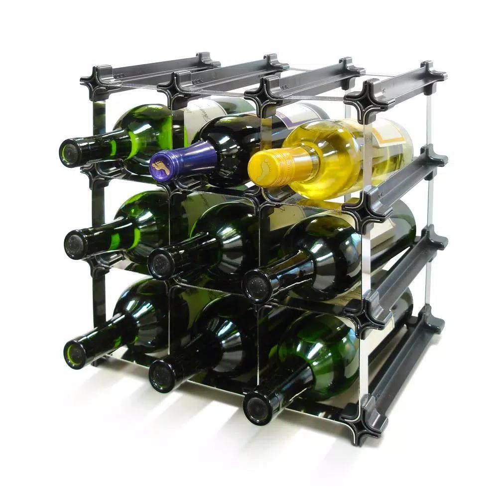 Epicureanist Snap and Stack Modular 12-Bottle Wine Storage Rack - Black