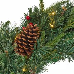 Noble House 24 in. Mixed Pine Artificial Christmas Wreath with Pine Cones, Berries, and Warm White LED Lights thumbnail 2