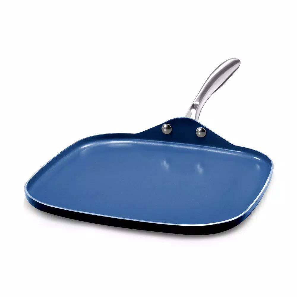 GRANITESTONE Classic Blue 10.5 in. Diamond Infused Non-Stick Aluminum Griddle Pan
