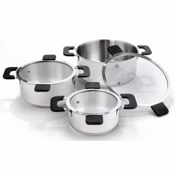 Ozeri 6-Piece Stainless Steel Induction Cookware Set with Patent-Pending Hands-Free Straining Glass Lids thumbnail 3