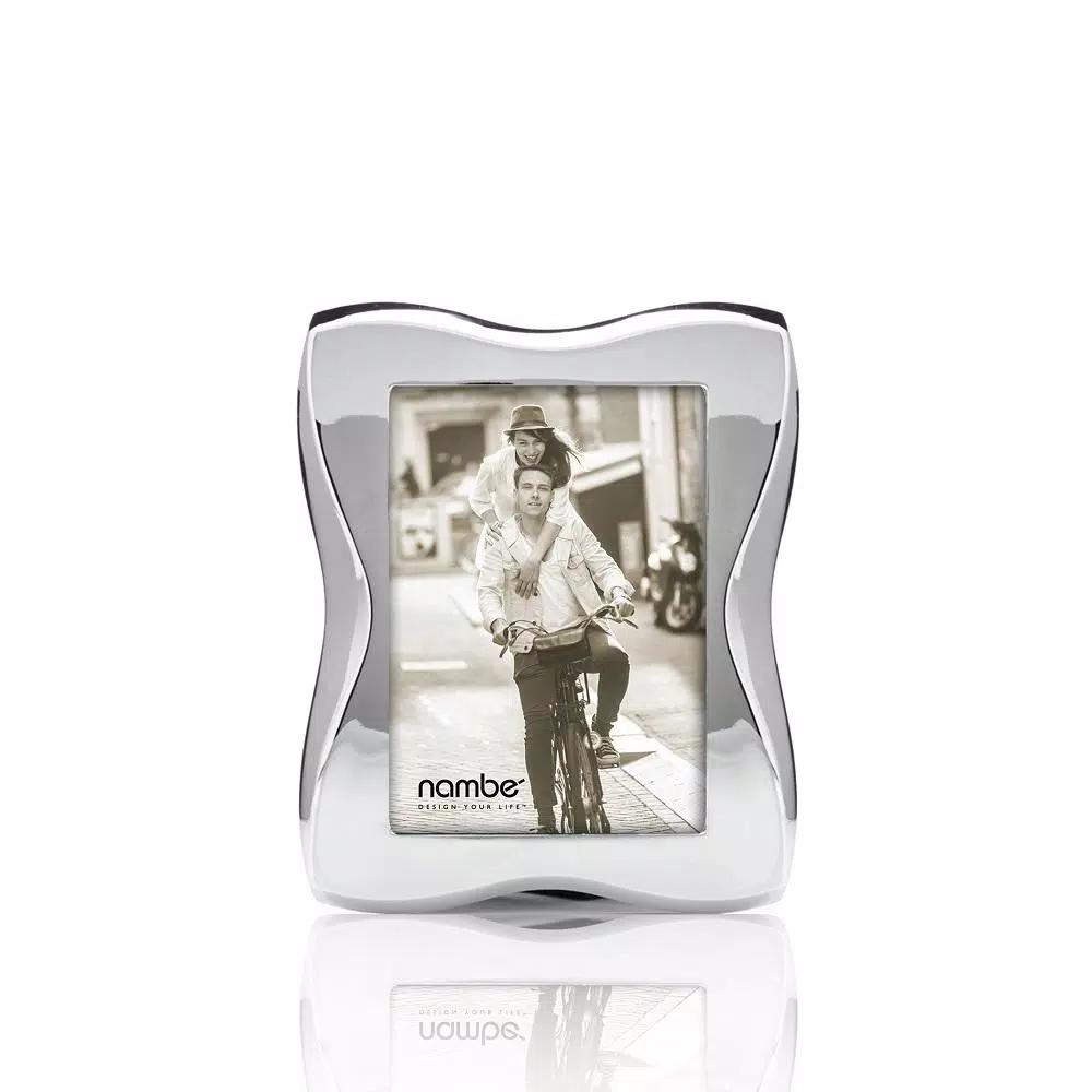 Nambe Bella Silver-Plated Metal Picture Frame, 4 x 6, Modern Tabletop Design