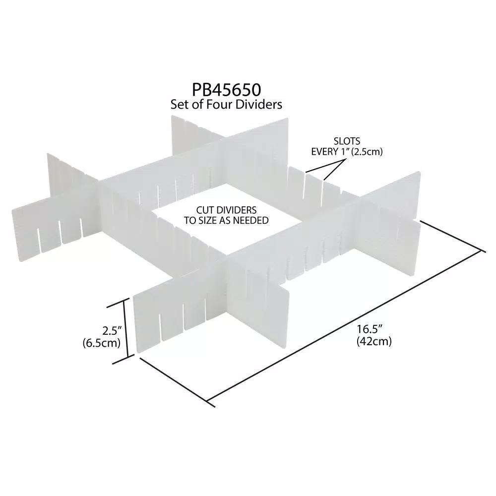 Unbranded White Plastic Drawer Organizer Divider, Customizable Compartments for Office and Home