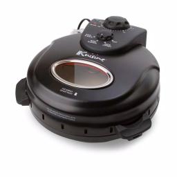 Euro Cuisine 12 in. Black Electric Pizza Maker with Rotating Tray and Lid thumbnail 1