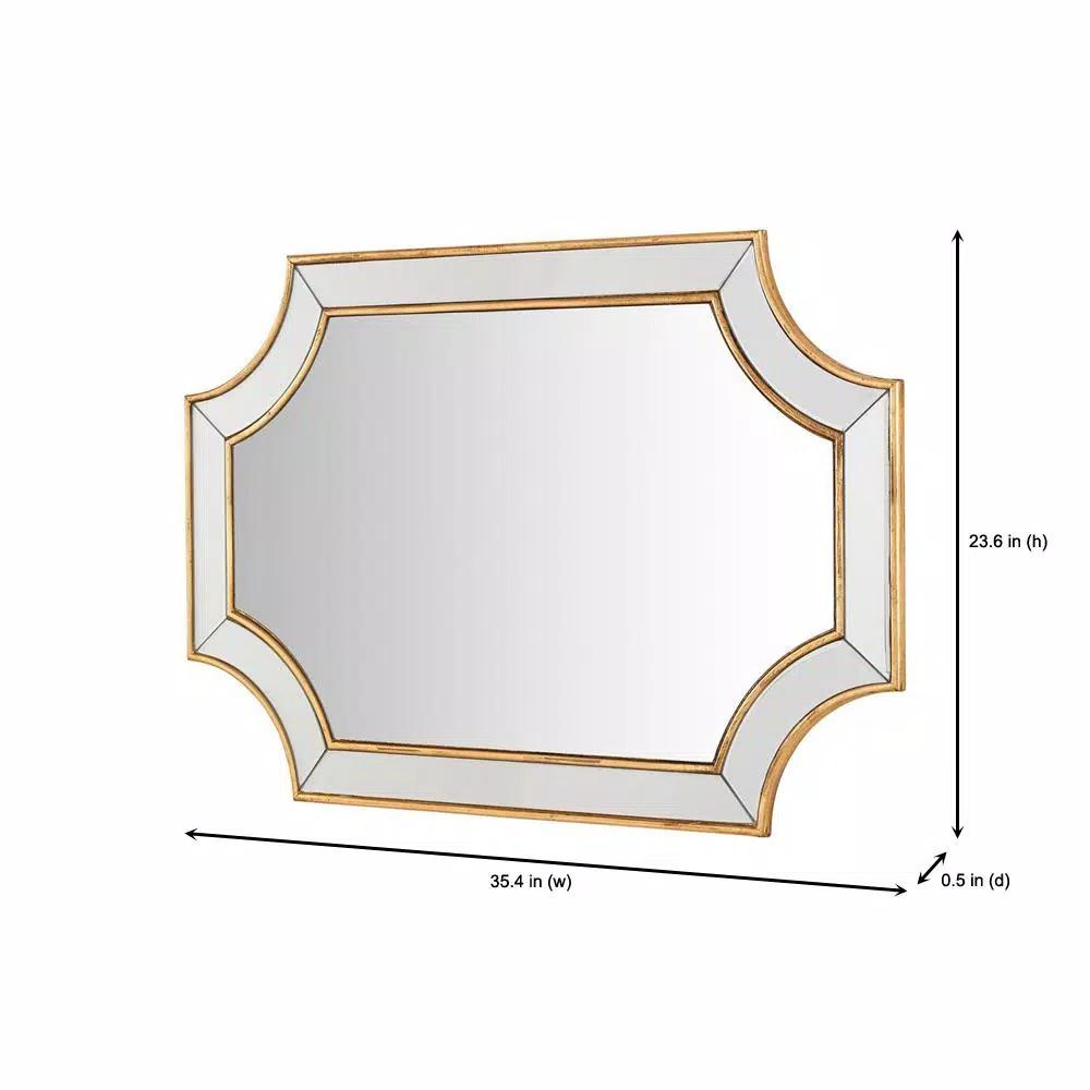 Home Decorators Collection Ornate Gold Beveled Glass Classic Accent Mirror, 35.43 in. x 23.62 in.