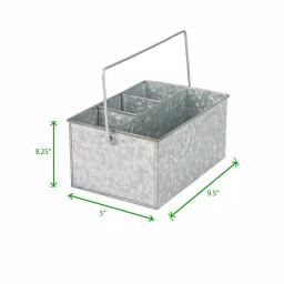 Mind Reader Silver Galvanized Steel Utensil Caddy - 3 Compartment Flatware & Condiment Organizer thumbnail 6