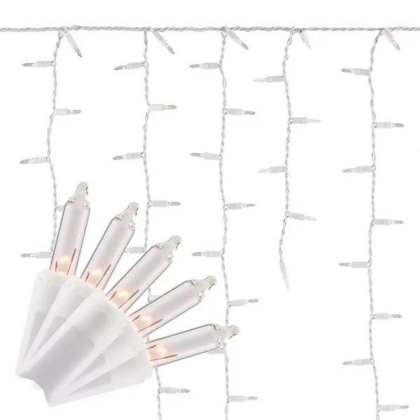 Home Accents Holiday 300 Light Clear Icicle High Density Plus Heavy Duty String Lights, White Incandescent (Set of 2)