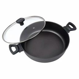 MasterPan Modern Series 5 qt. Cast Aluminum Nonstick Saute Pan with Glass Lid, Black thumbnail 3