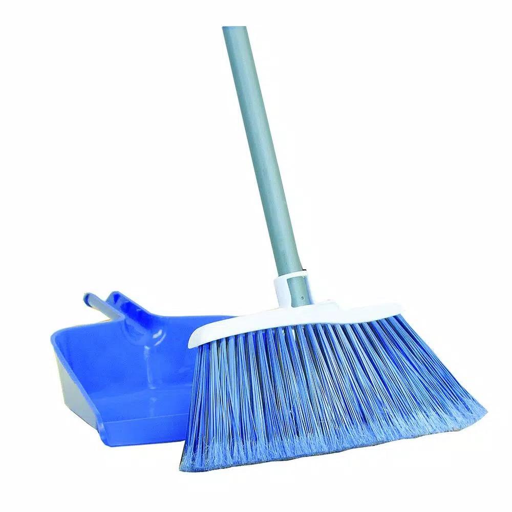 Quickie All-Purpose Angle Broom and Dustpan Set with 48 in. Steel Handle