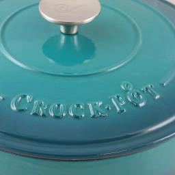 Crock-Pot Artisan 3.5 Qt. Cast Iron Enamel Saute Pan with Lid, Teal Ombre thumbnail 3