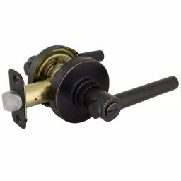 Defiant Highland Aged Bronze Privacy Door Lever with Round Rose thumbnail 6