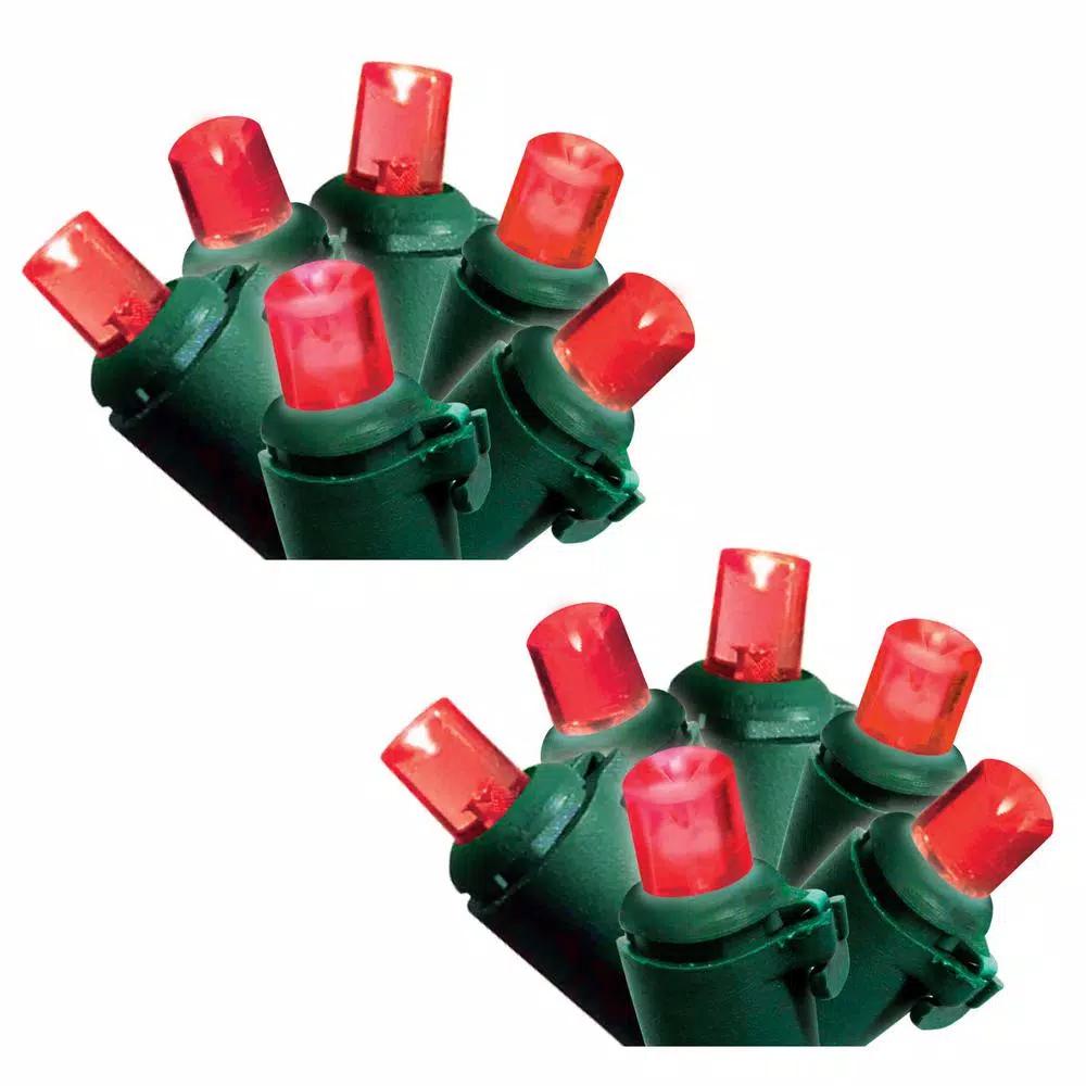 Brite Star 50-Light Red Micro Mini LED String Lights with Green Wire (Set of 2)