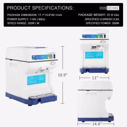 VIVOHOME Blue Ice Crusher & Snow Cone Maker Machine, 250W High Speed Shaver thumbnail 6