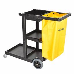Alpine Industries 3-Shelf Janitorial Cleaning Cart with 18.5 Gal Vinyl Bag thumbnail 2