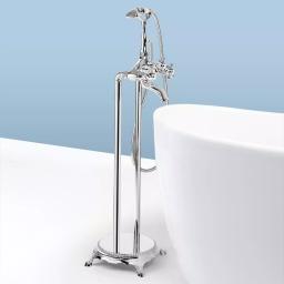 AKDY 3-Handle Freestanding Claw Foot Tub Filler with Telephone Hand Shower, Chrome thumbnail 9