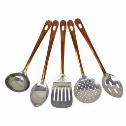 LavoHome 5-Piece Copper and Stainless Steel Serving Utensil Set - Professional Kitchen Tools thumbnail 1