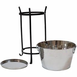 Sunnydaze Decor 5-Gallon Stainless Steel Ice Bucket Cooler with Iron Stand and Serving Tray thumbnail 7