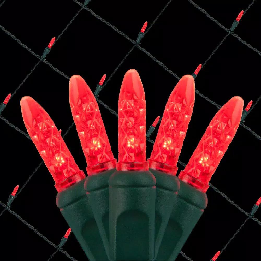 Wintergreen Lighting 48 in. x 72 in. 100-Light M5 Red LED Net Light Set