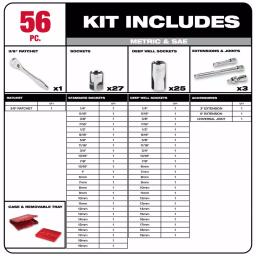 Milwaukee 153-Piece SAE and Metric Ratchet and Socket Mechanics Tool Set, 1/4 in., 3/8 in., and 1/2 in. Drive thumbnail 3
