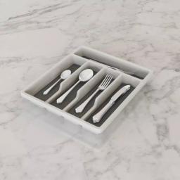 Lavish Home 5-Compartment White Silverware Drawer Organizer with Non-Slip Rubber Liner thumbnail 3