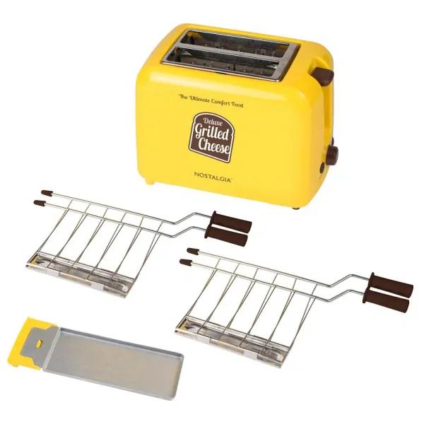 Unbranded Yellow Grilled Cheese Toaster with Extra-Wide Slots and Removable Baskets