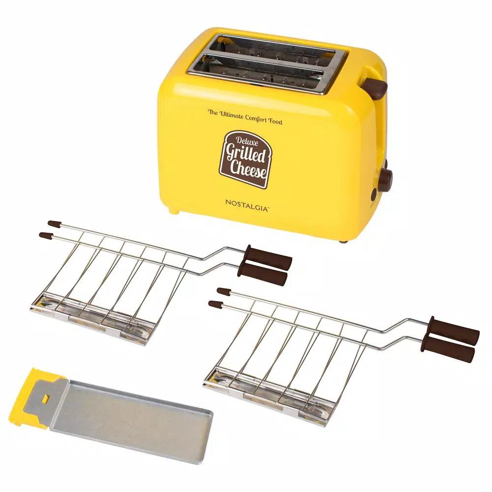 Unbranded Yellow Grilled Cheese Toaster with Extra-Wide Slots and Removable Baskets