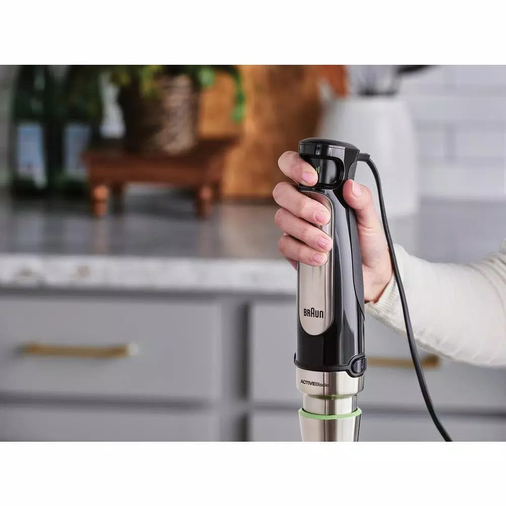 Braun MultiQuick MQ7025X SmartSpeed Immersion Hand Blender with 1.5-Cup Food Processor, Whisk, and Beaker