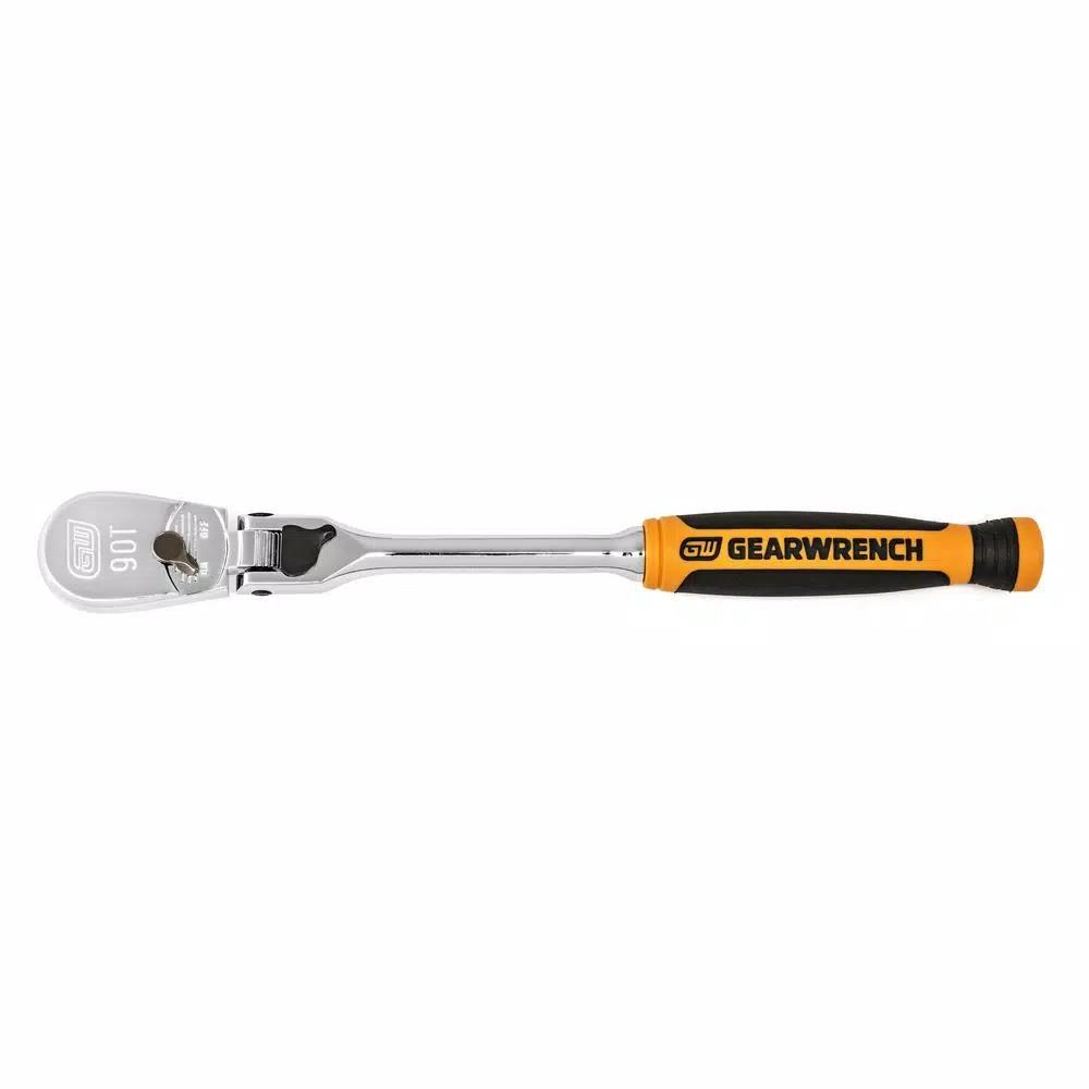 GEARWRENCH 1/4 in. Drive 90-Tooth Locking Flex Head Teardrop Ratchet, 8 in.
