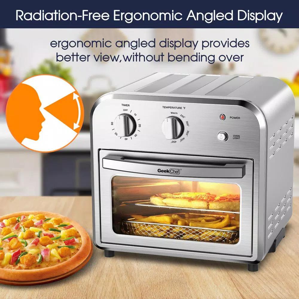 Boyel Living 11 Qt. Silver Stainless Steel Air Fryer with 4 Accessories, 1500W, Temperature & Time Control