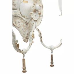 LITTON LANE Distressed White 2-Light Candle Sconce with Acanthus Carvings and Wood Bead Accents thumbnail 5
