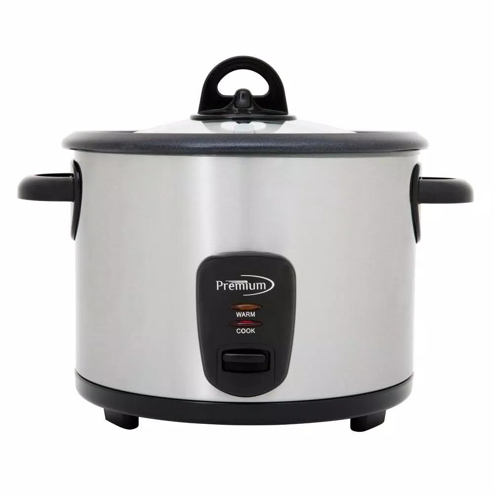 PREMIUM Deluxe 16-Cup Stainless Steel Rice Cooker with Non-Stick Pot