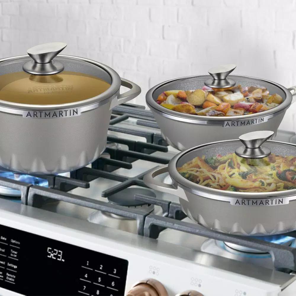 Amercook 11 in. Die-Cast Aluminum Nonstick Wok with Lid, Induction Ready