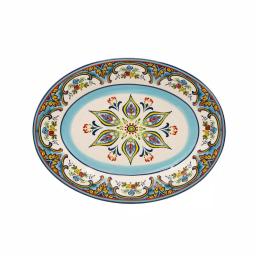 Euro Ceramica Zanzibar Oval Earthenware Platter - Bohemian Style Serving Dish thumbnail 1