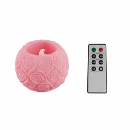Lavish Home Rose Embossed Ball LED Flameless Candle with Remote, Rose Scented Real Wax thumbnail 1