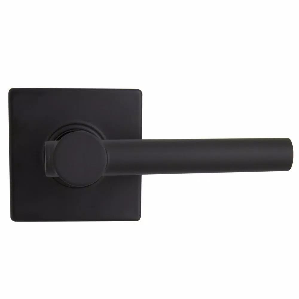 Defiant Highland Matte Black Passage Door Lever with Square Rose