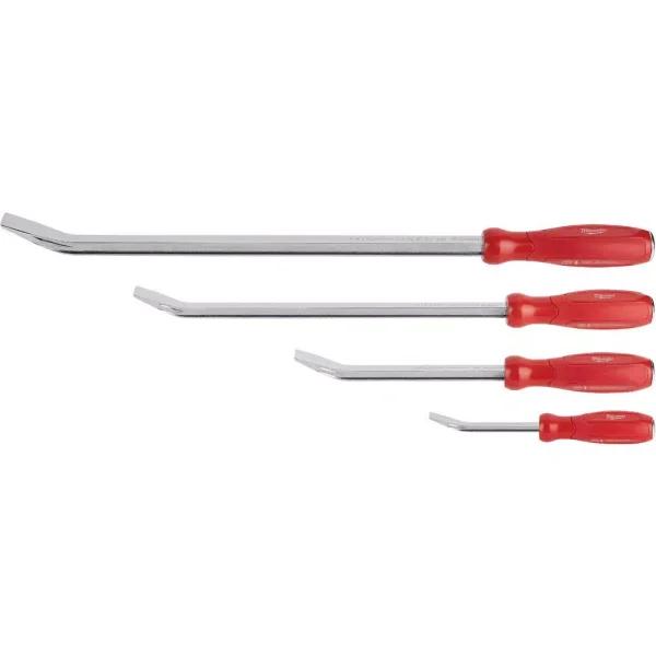 Milwaukee 4-Piece Pry Bar Set with I-Beam Design and Hammer-Ready Strike Cap